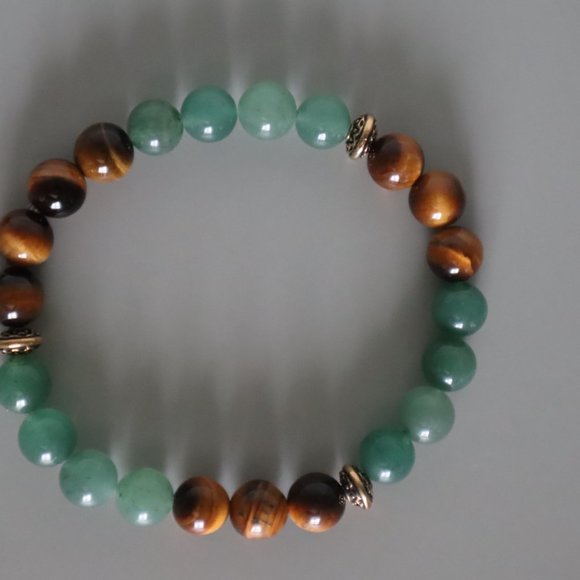 Tiger's Eye and Aventurine Stretch Bracelet - Picture 8 of 10